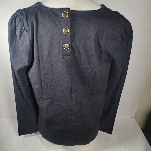 J.Crew Puff Sleeve Button Back Long Sleeve Cotton Top Size M - Picture 7 of 11